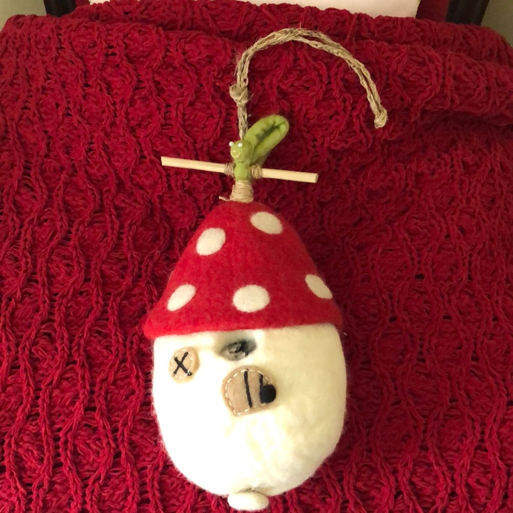 Adorable Wool felted mushroom birdhouse